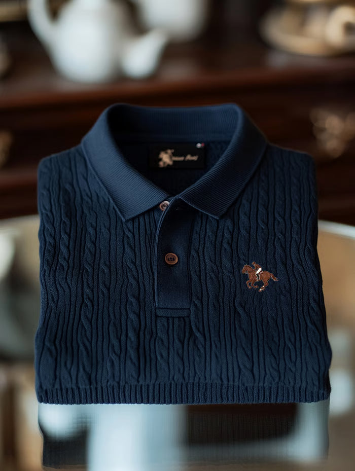 GLAMTSHIRT Men’s Business Logo Print Long Sleeve Polo T-Shirt