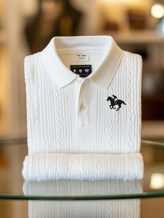 GLAMTSHIRT Men’s Long-Sleeve Logo-Print Polo Shirt – Business & Casual