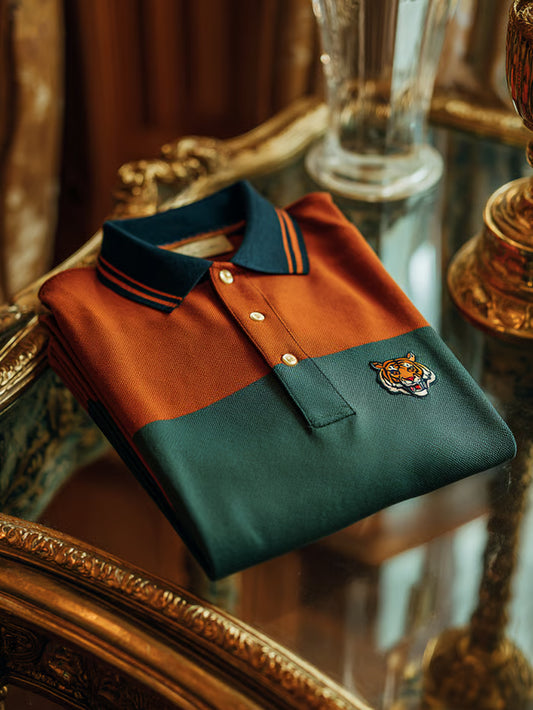 GLAMTSHIRT Men’s Classic Business Check Logo Button Short-Sleeve Polo Shirt