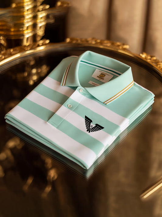 GLAMTSHIRT Men’s Classic Business Check Logo Button Short-Sleeve Polo Shirt