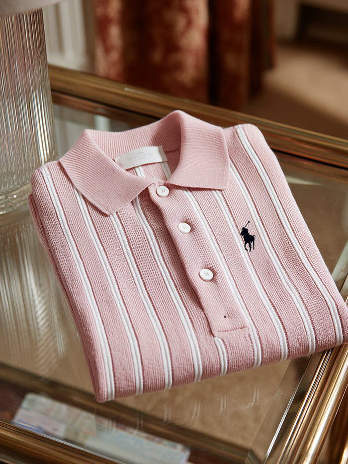 GLAMTSHIRT Men’s Classic Business Casual Short-Sleeve Cable-Texture Polo Shirt