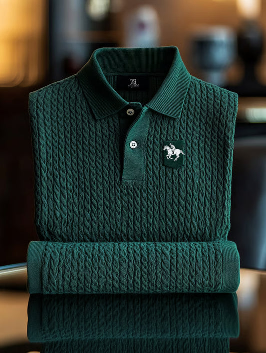 GLAMTSHIRT Men’s Business Logo Print Long-Sleeve Polo Shirt – Smart & Casual